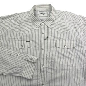 Poncho Shirt Mens 3XL White Long Sleeve Snap Button Up Nylon Spandex Vented